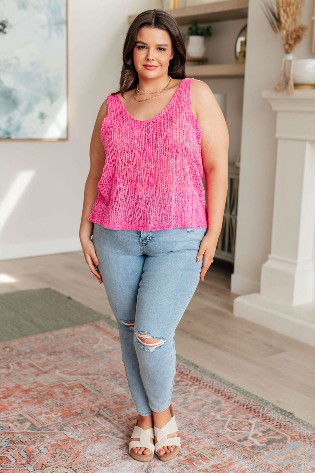 A Major Upgrade Knit V-Neck Tank in - Tops photo