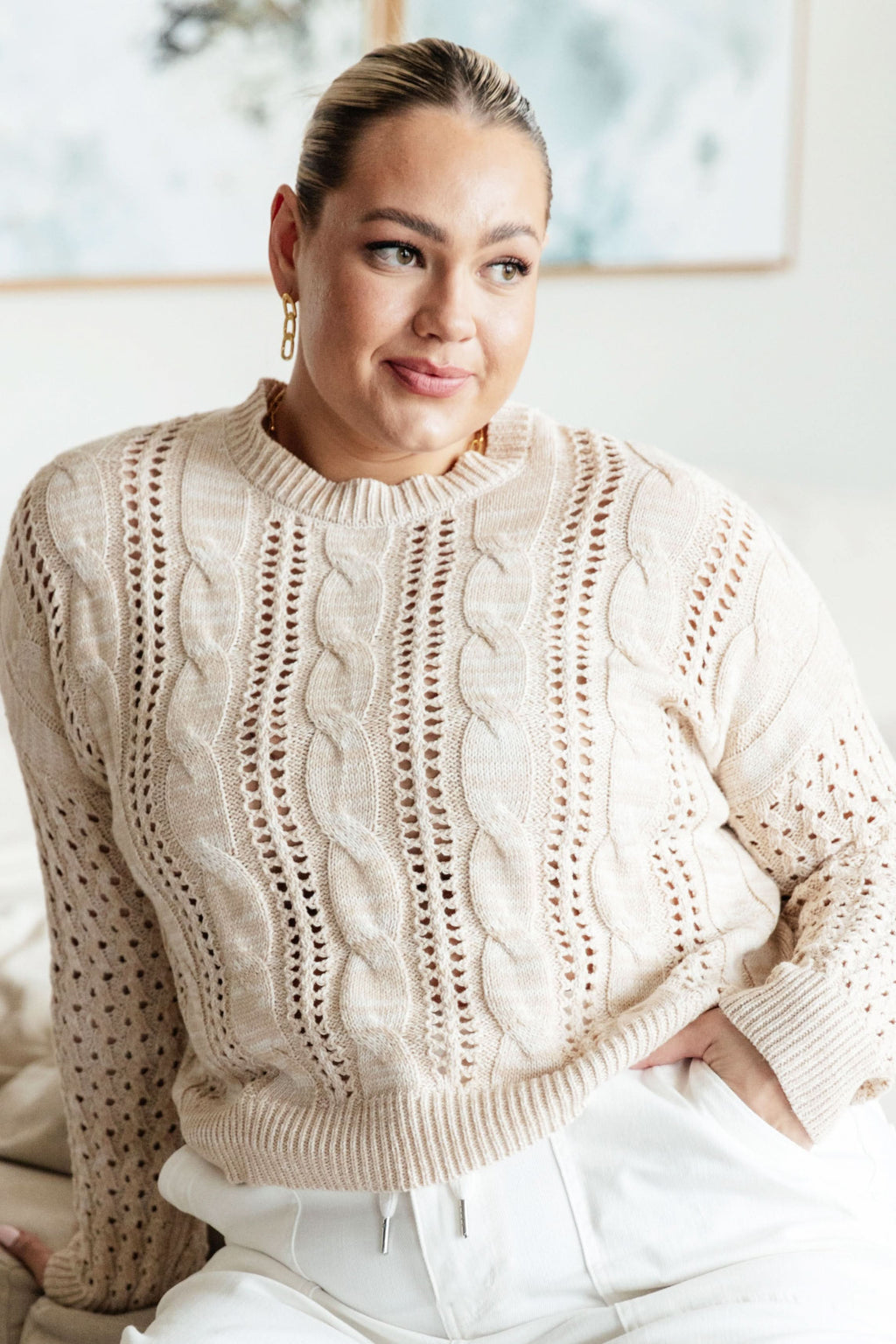 A Note of Thanks Cable Knit Sweater in - Tops photo