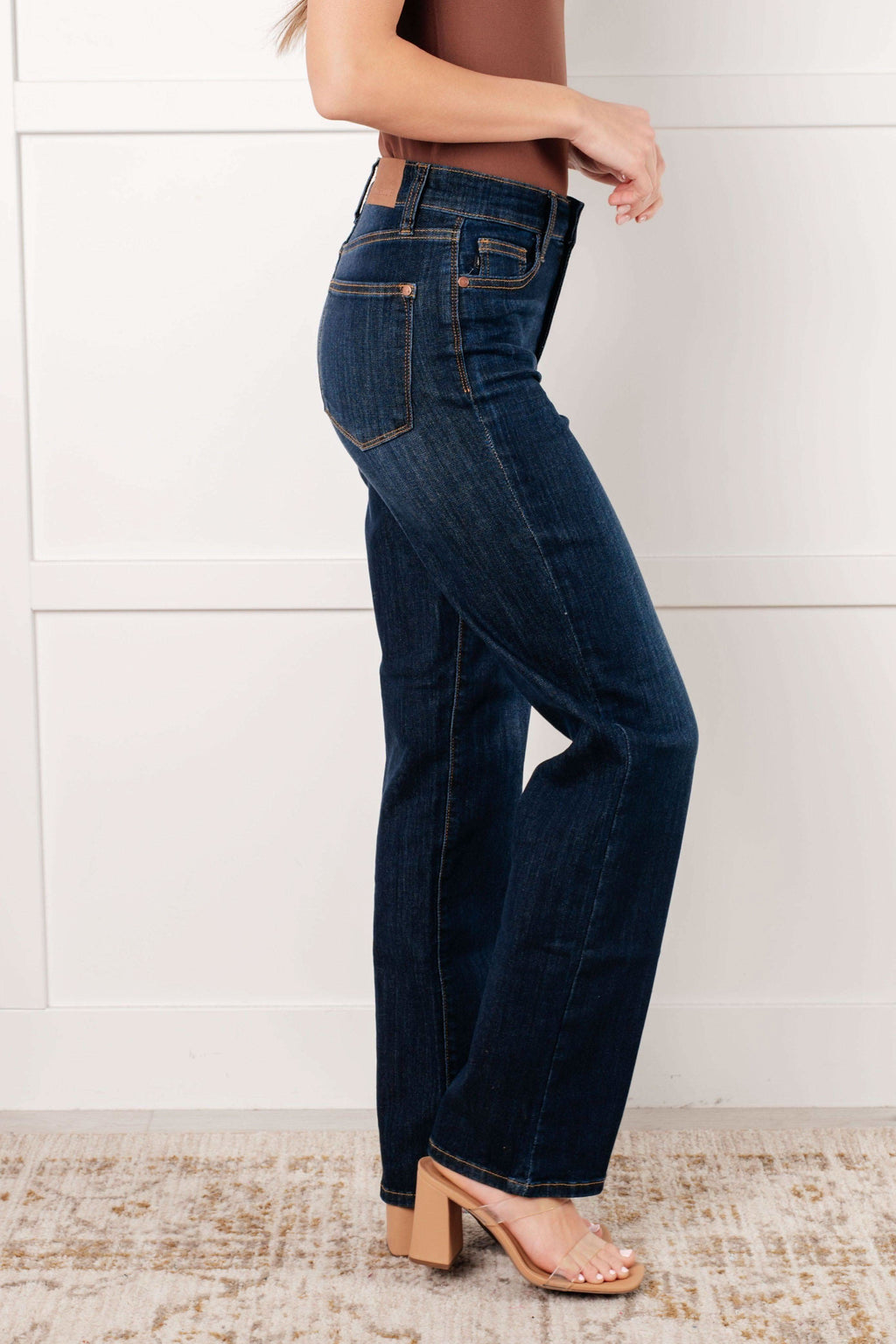 Judy Blue Alaina High Rise Classic Straight Jeans in - Denim photo