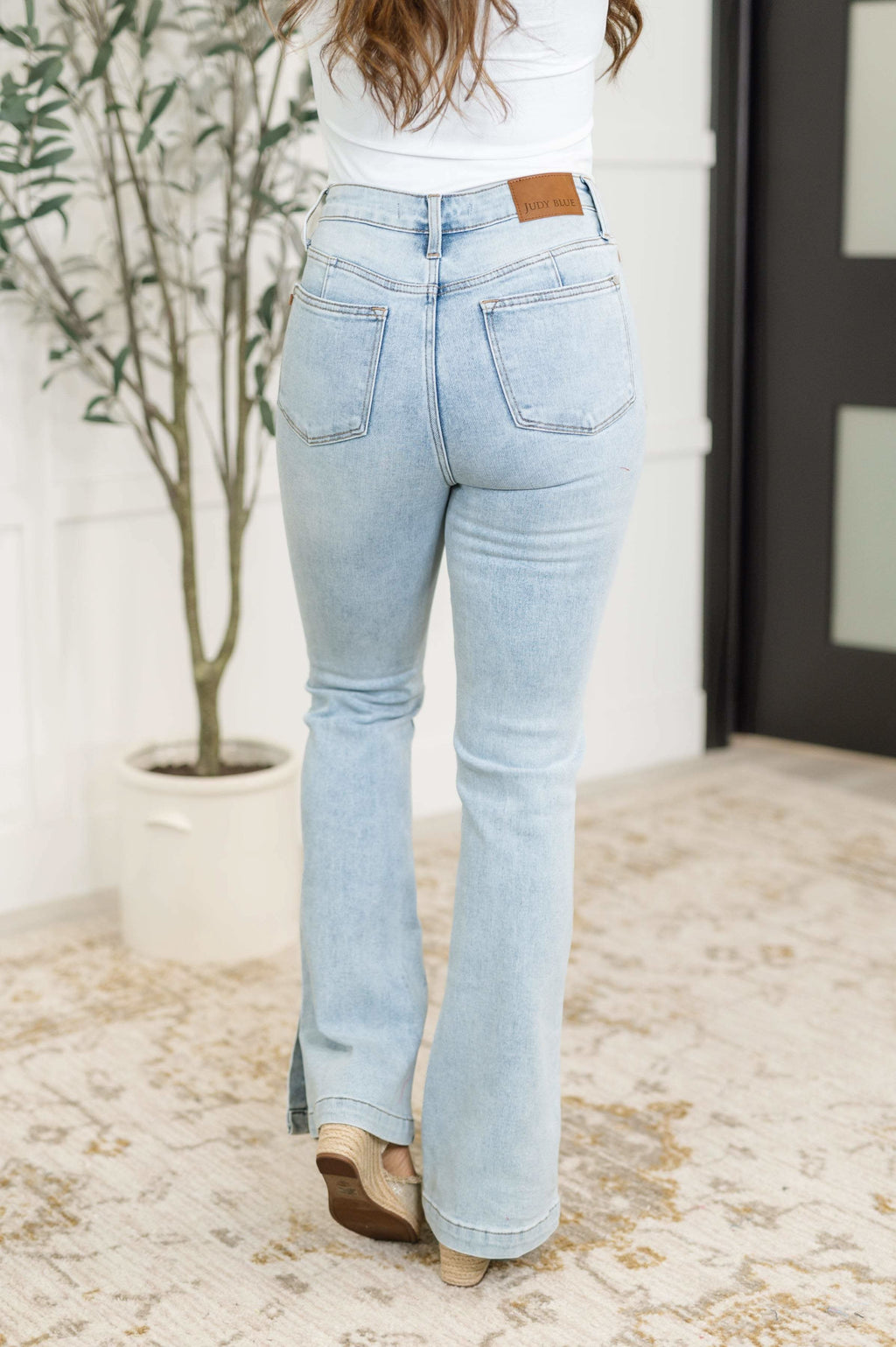 Alexis High Rise Control Top Slit Hem Slim Bootcut Jeans in - Womens photo