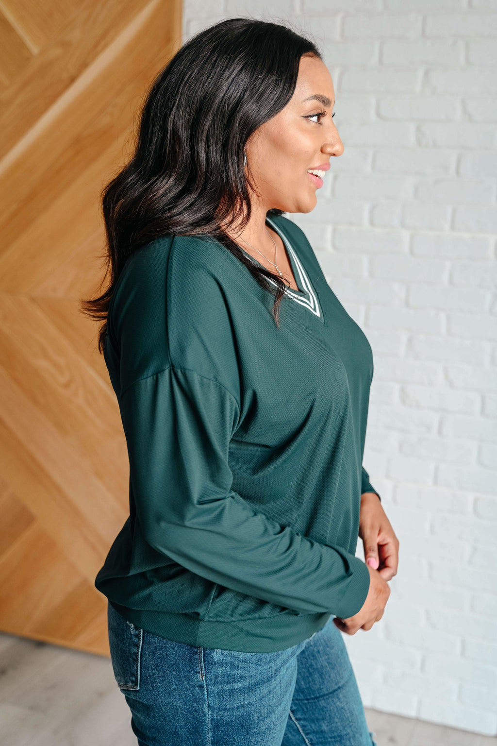 RAE MODE All Out Comfort V-Neck Pullover in Midnight Green - SwagglyLife Home & Fashion