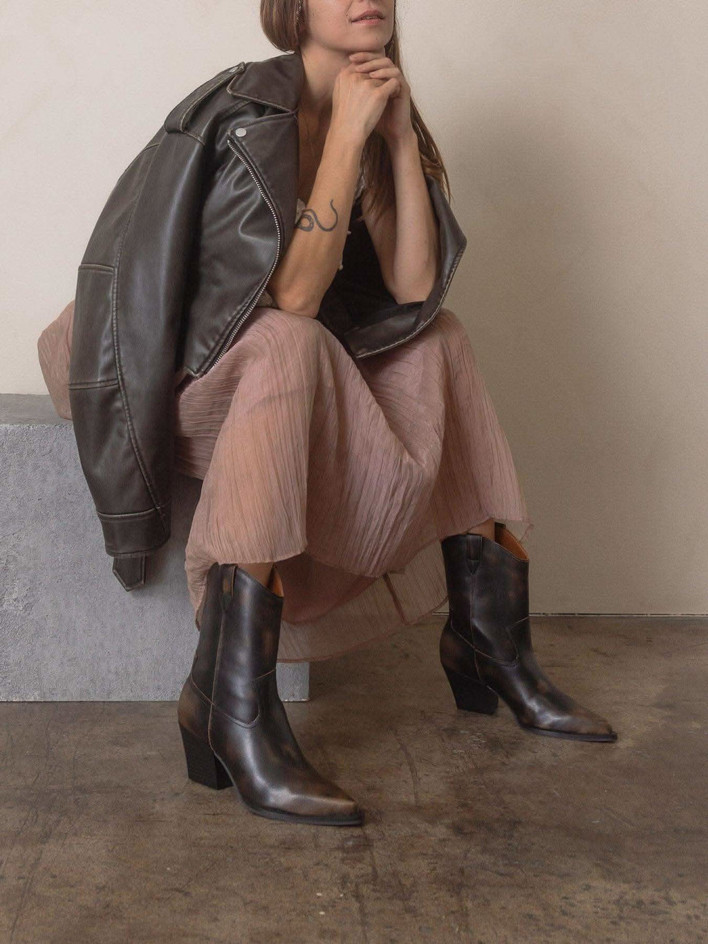 The Ames | Brown Short Cowboy Booties in - BOOTS & BOOTIES photo