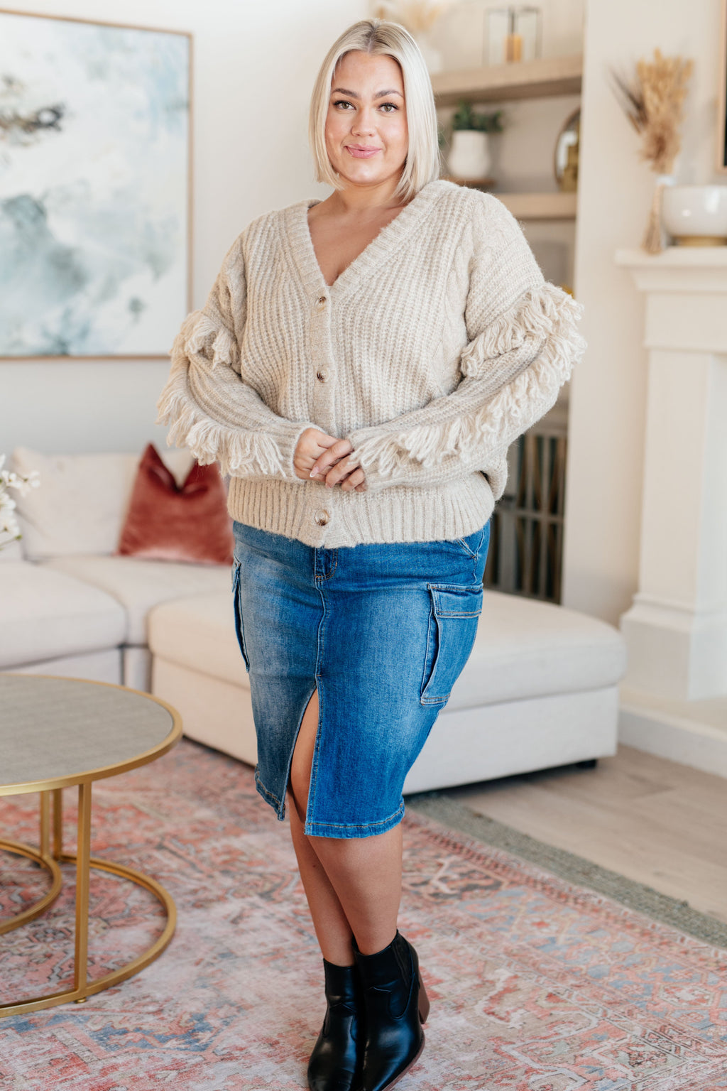 Ask Me About It Fringe Cardigan in - Layers photo