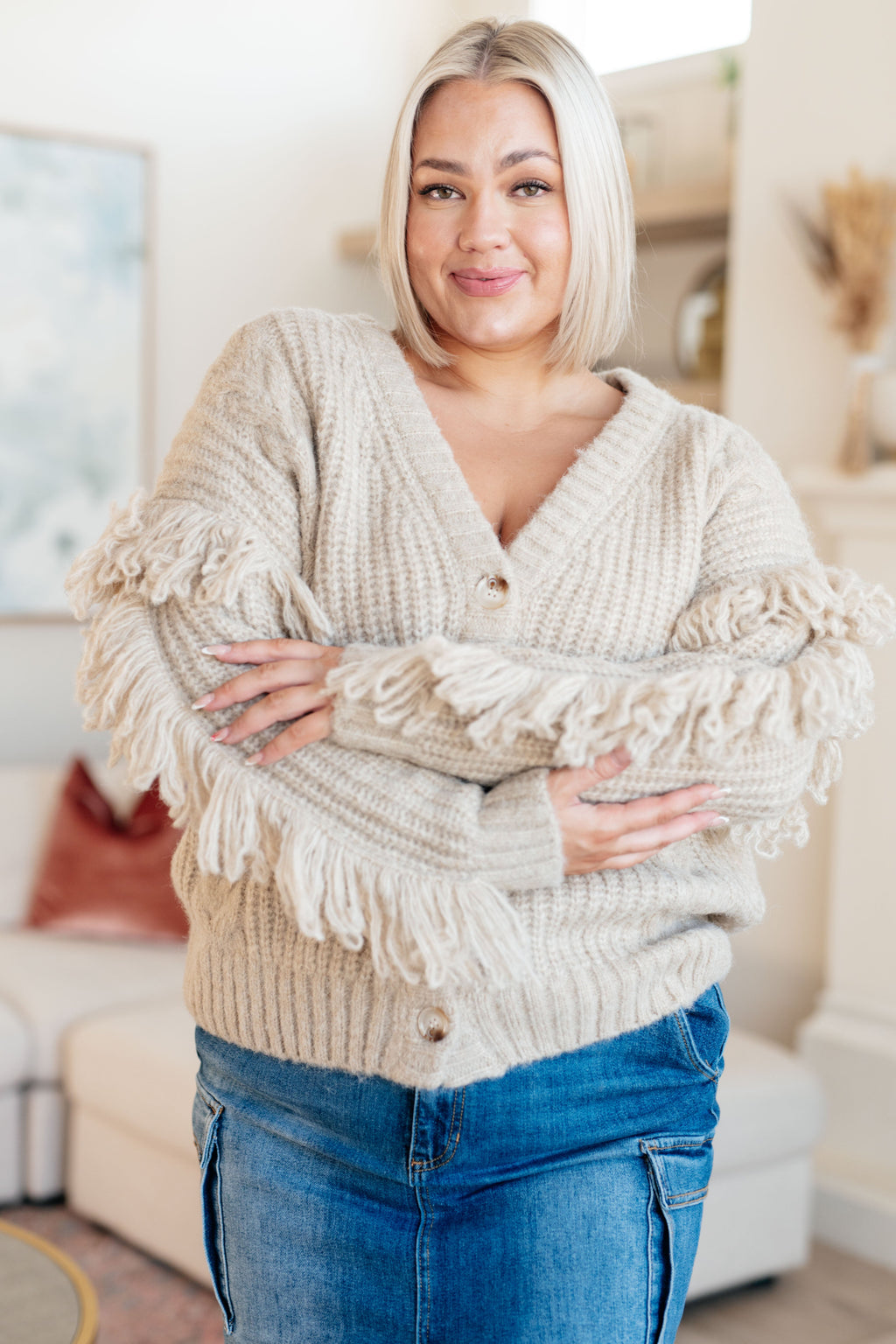 Ask Me About It Fringe Cardigan in - Layers photo