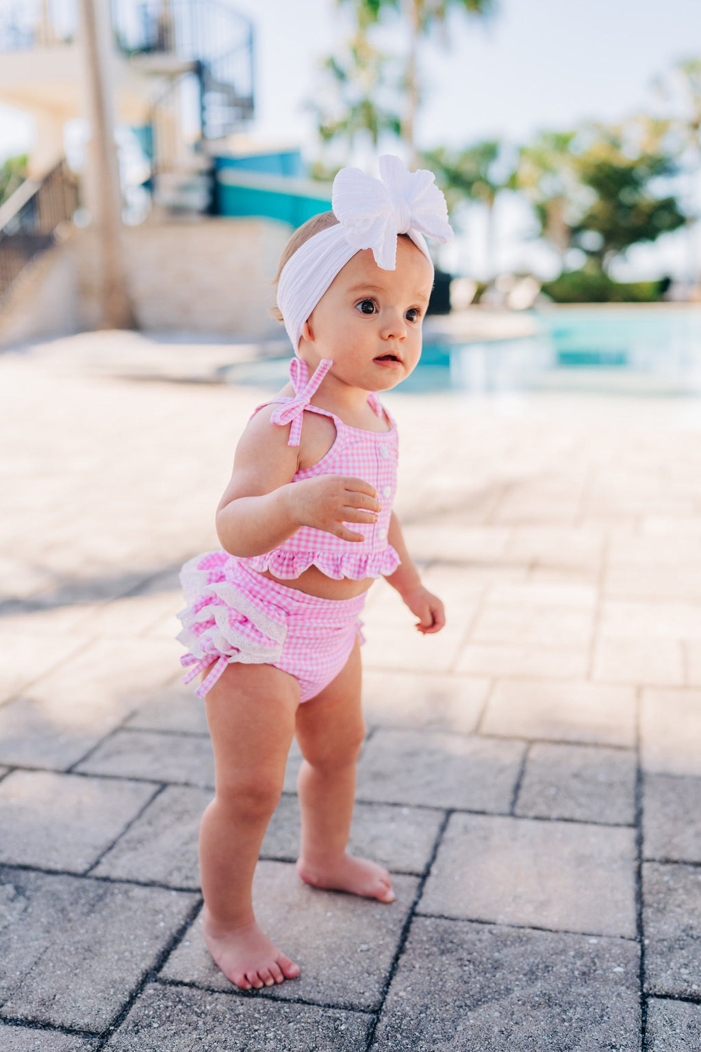 Paradise Pink Gingham High Waisted Bikini in - Swimwear photo