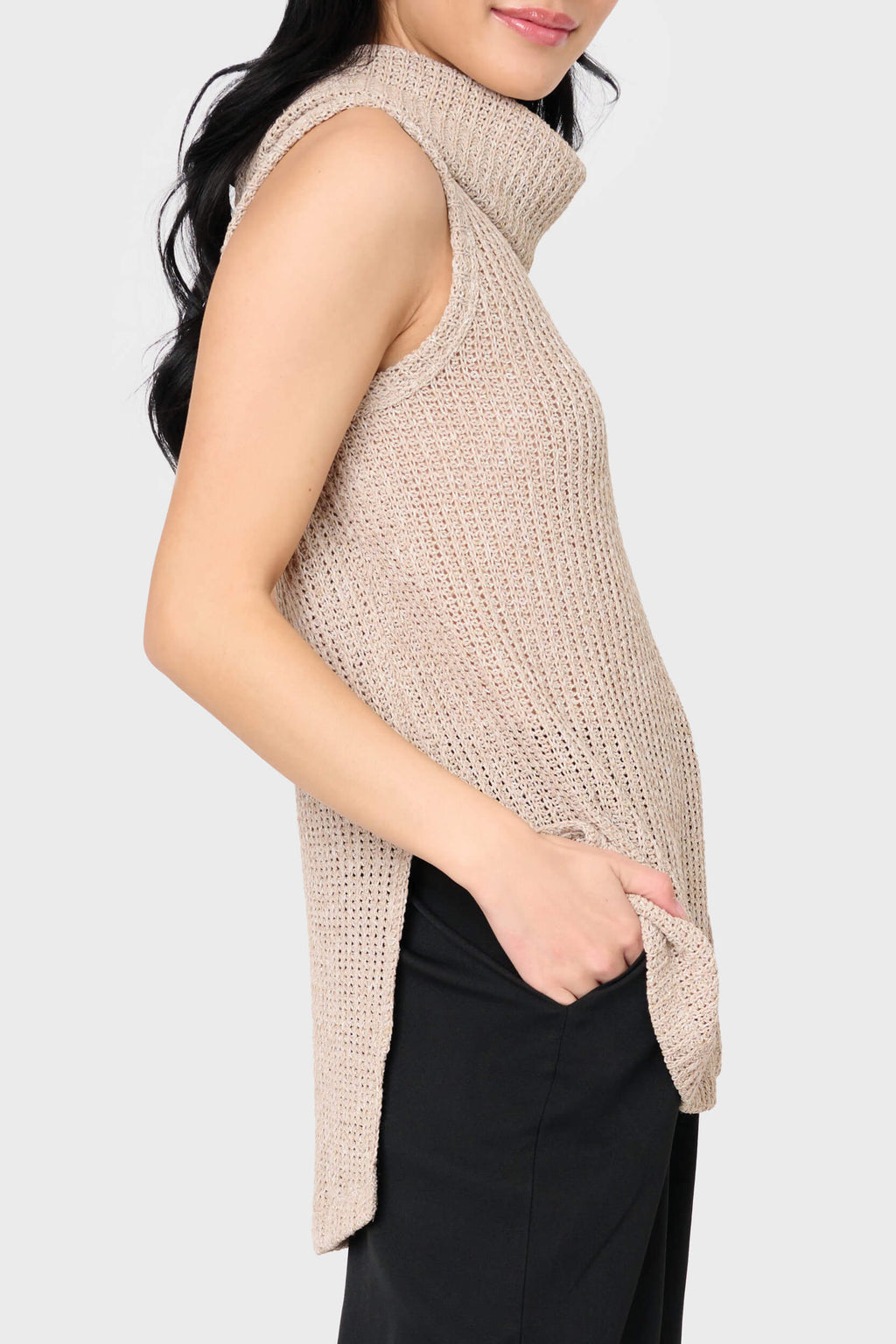 Roll Neck Sleeveless Crochet Vest in - 26, IMPORT LAYERS, 2690, SALE photo
