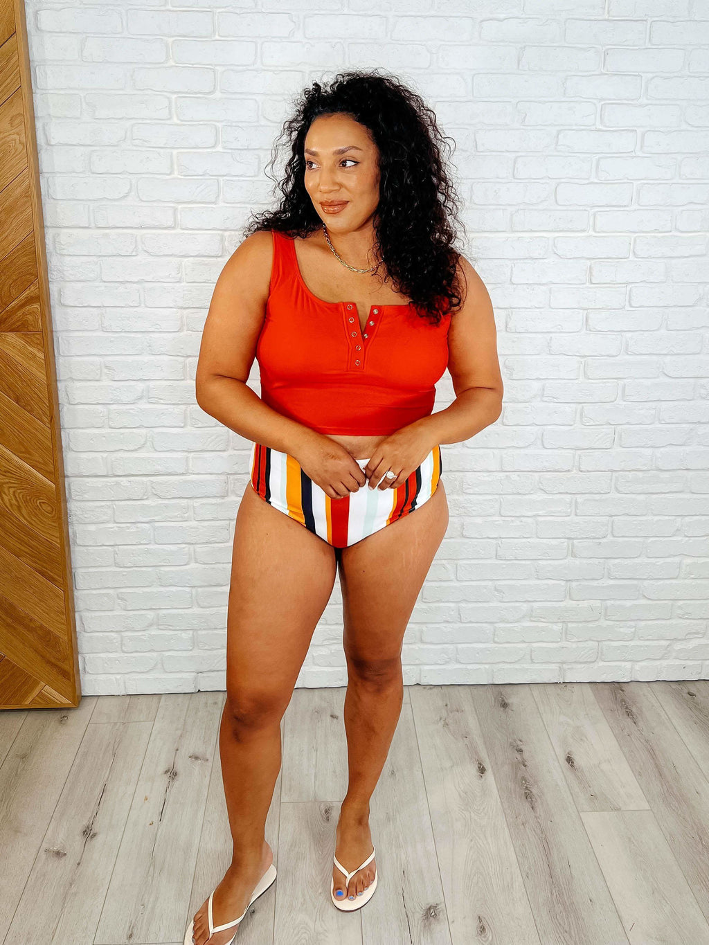 Bermuda Stripe Bottoms in Red in - Swimwear photo