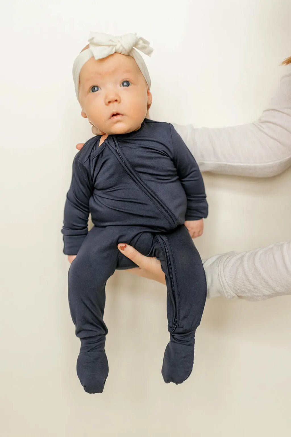 Bamboo Baby Clothes - Convertible Jumpsuit 0-3 Months - Navy Blue in - photo