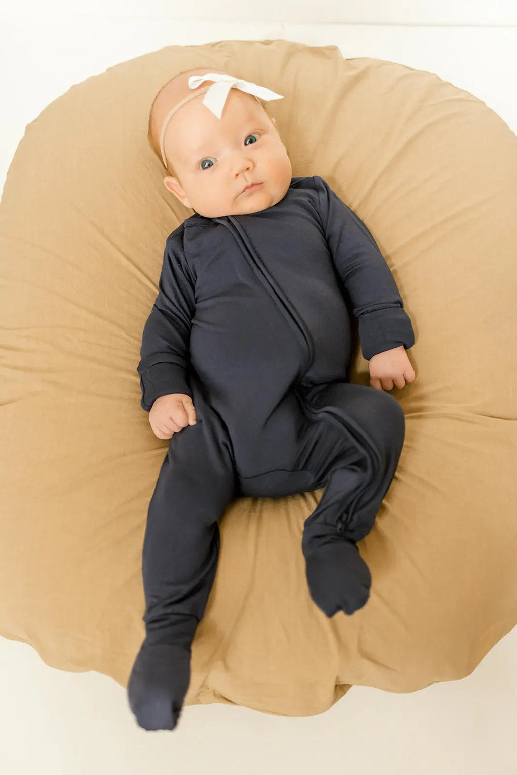 Bamboo Baby Clothes - Convertible Jumpsuit 0-3 Months - Navy Blue in - photo