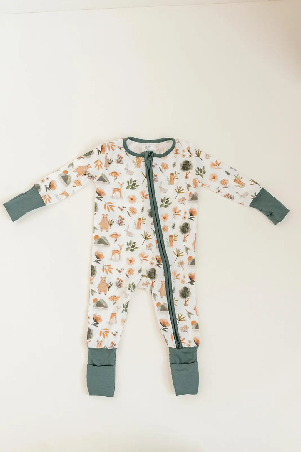 Bamboo Baby Clothes - Convertible Jumpsuit 0-3 Months - Forest in - photo