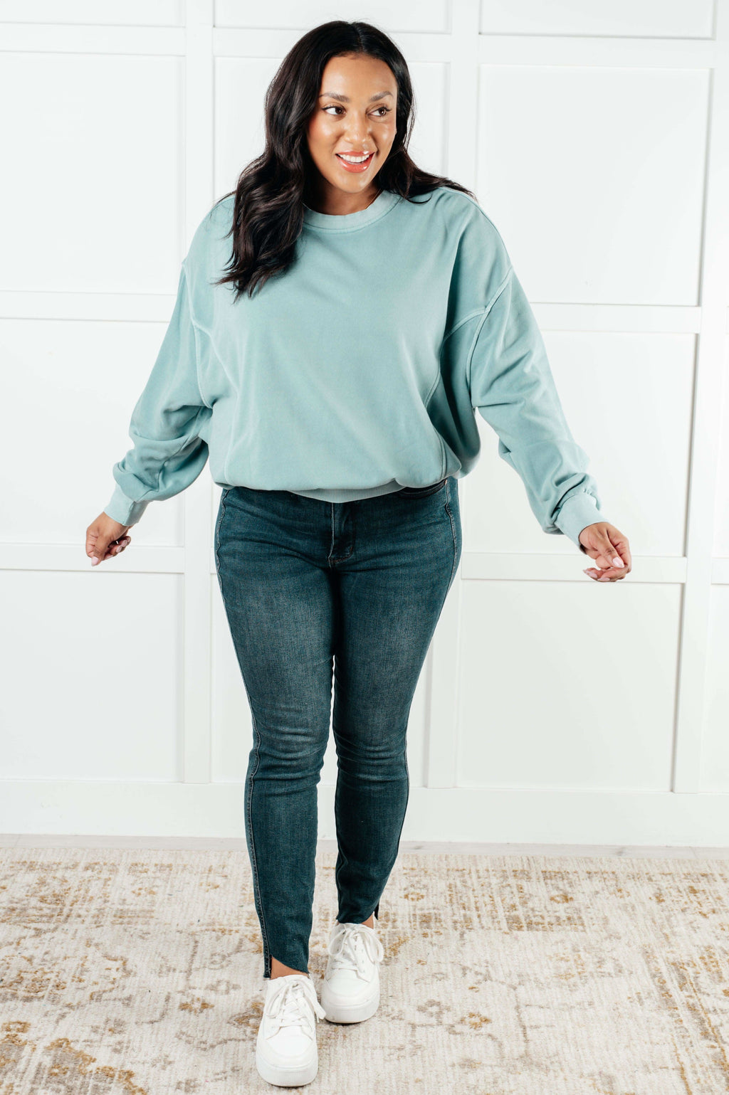 Beyond the Basics Pullover in Blue Grey in - Tops photo