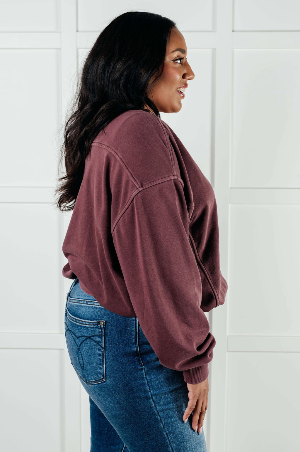 Beyond the Basics Pullover in Eggplant in - Tops photo