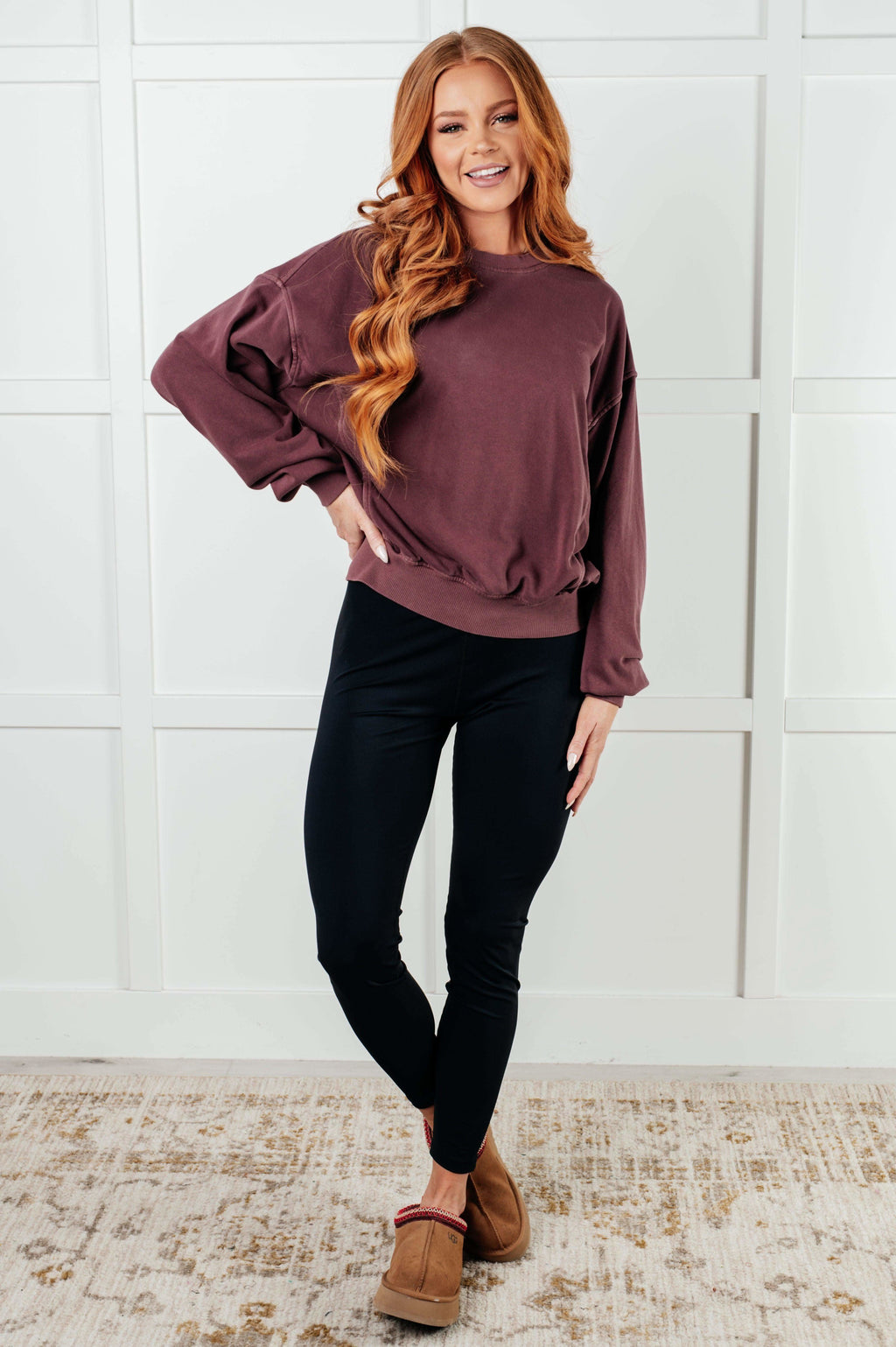 Beyond the Basics Pullover in Eggplant in - Tops photo