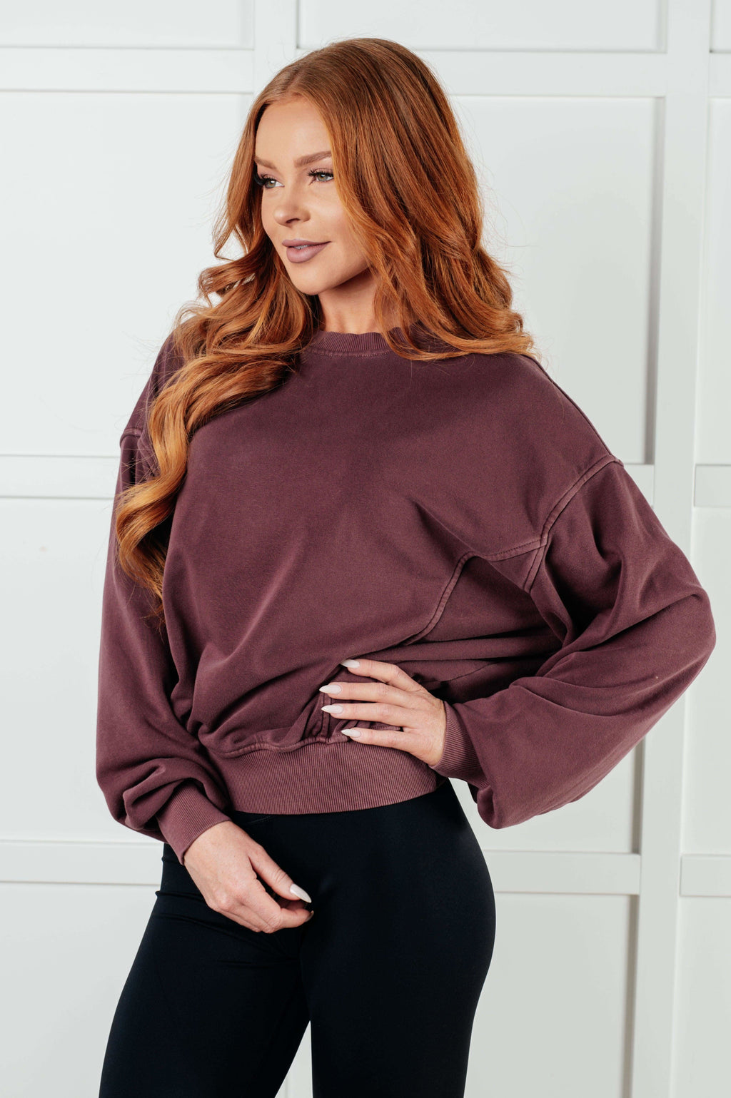 Beyond the Basics Pullover in Eggplant in - Tops photo