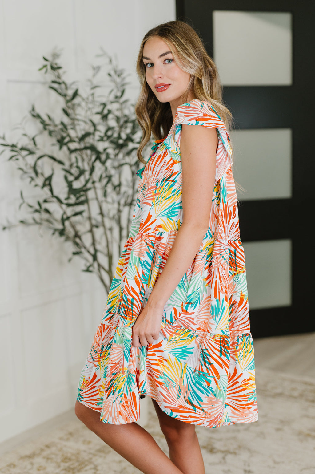 Bless Your Love Tiered Dress in Ivory, Orange and Mint in - Womens photo