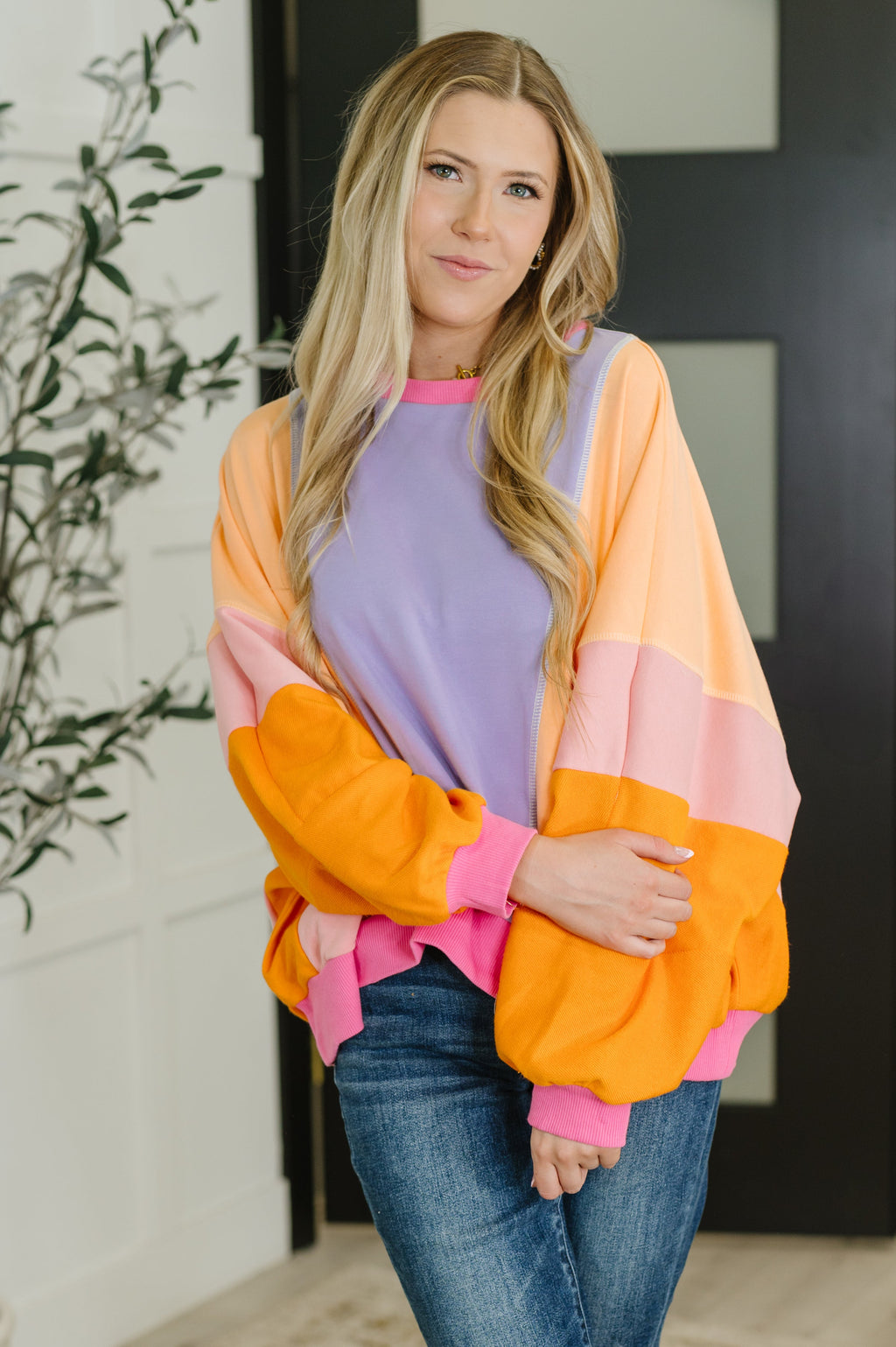 Blockbuster Color Block Pullover in Muted in - Womens photo