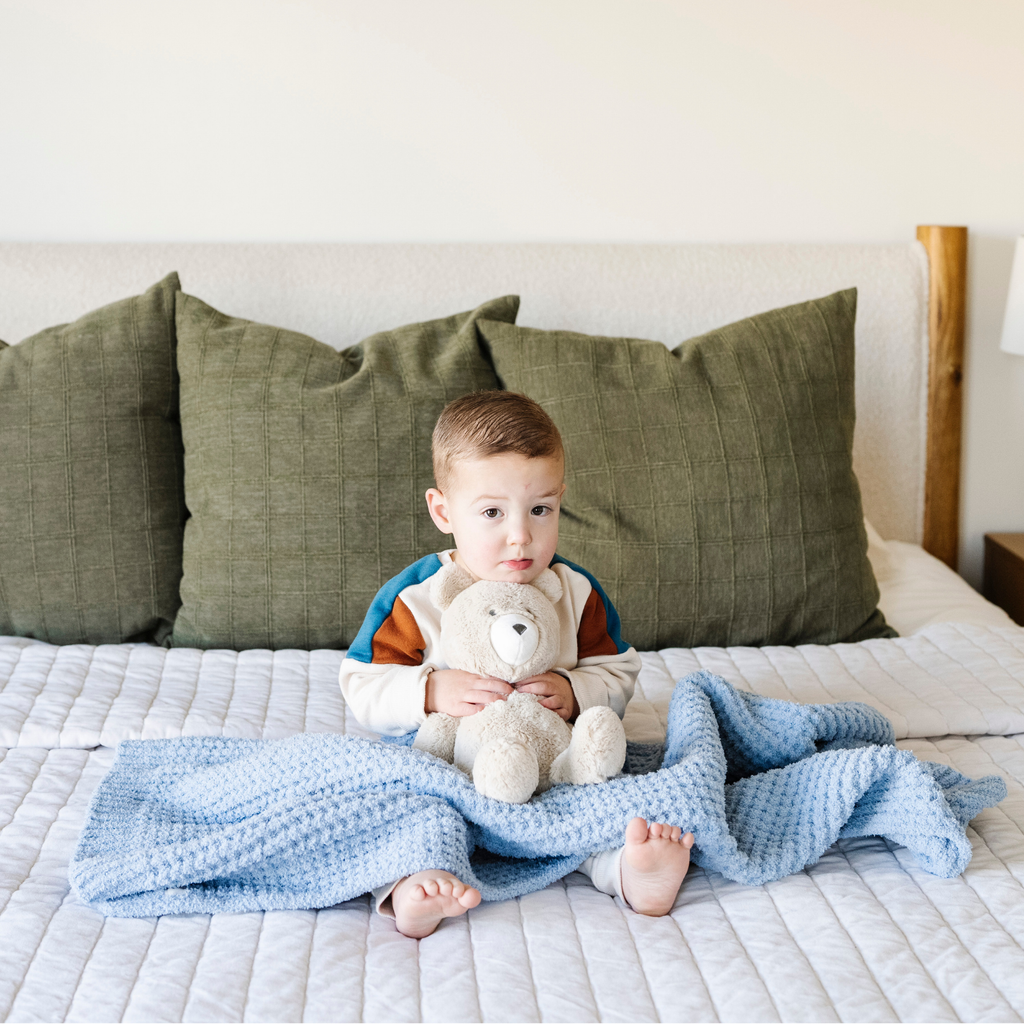 Saranoni Waffle Knit Receiving Blankets in Blue Jay - photo