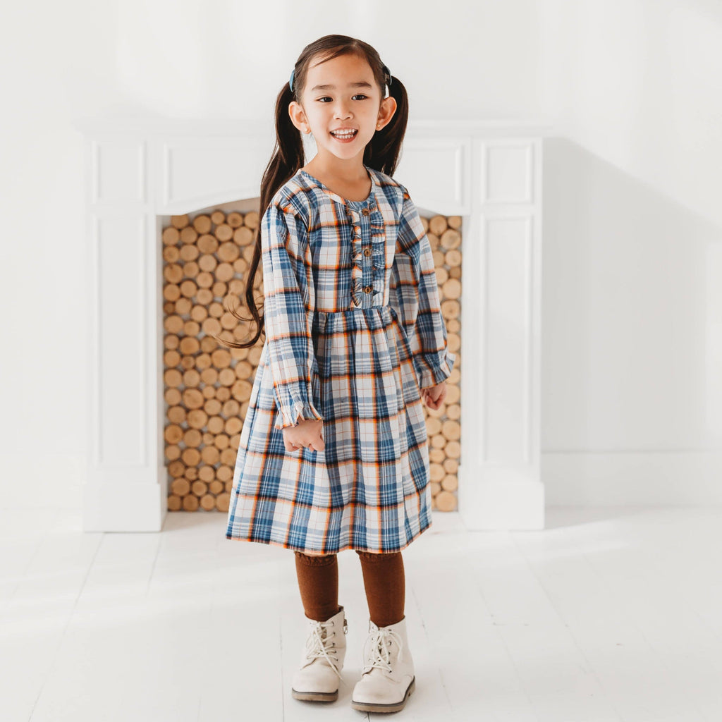 Blue Mix Plaid Dress in - Dress photo