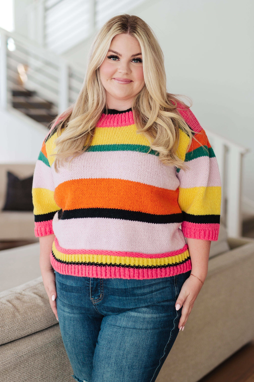 Bright Side Striped Sweater - SwagglyLife Home & Fashion