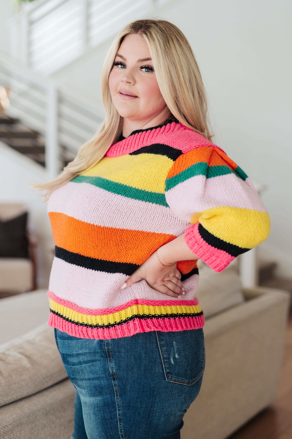 Bright Side Striped Sweater - SwagglyLife Home & Fashion