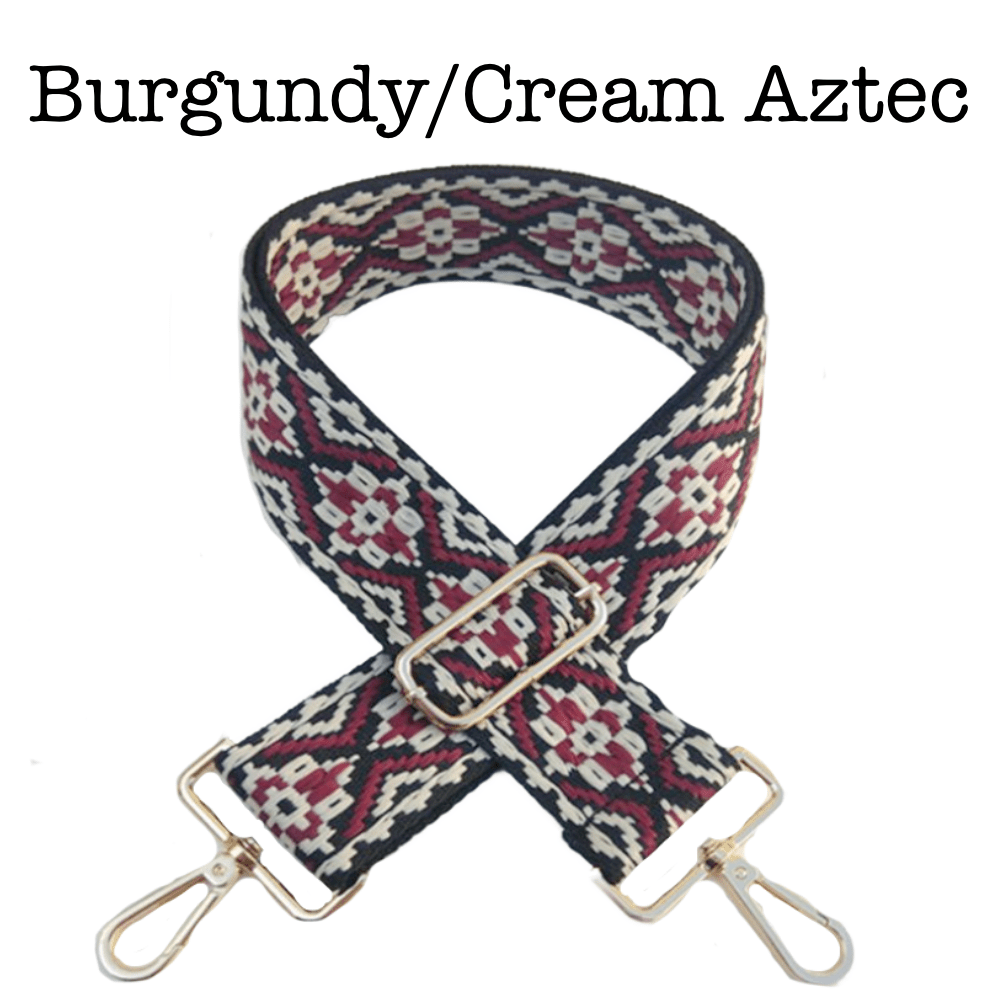 Bag Straps | 30 Styles in Burgundy Cream Aztec - Bags photo