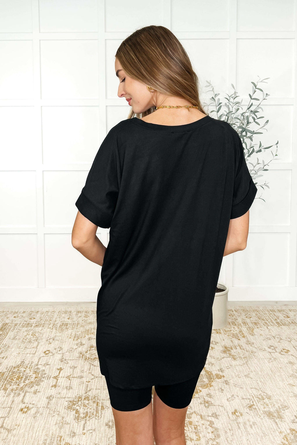 Buttery Soft V-Neck Bike Short Set in Black - SwagglyLife Home & Fashion