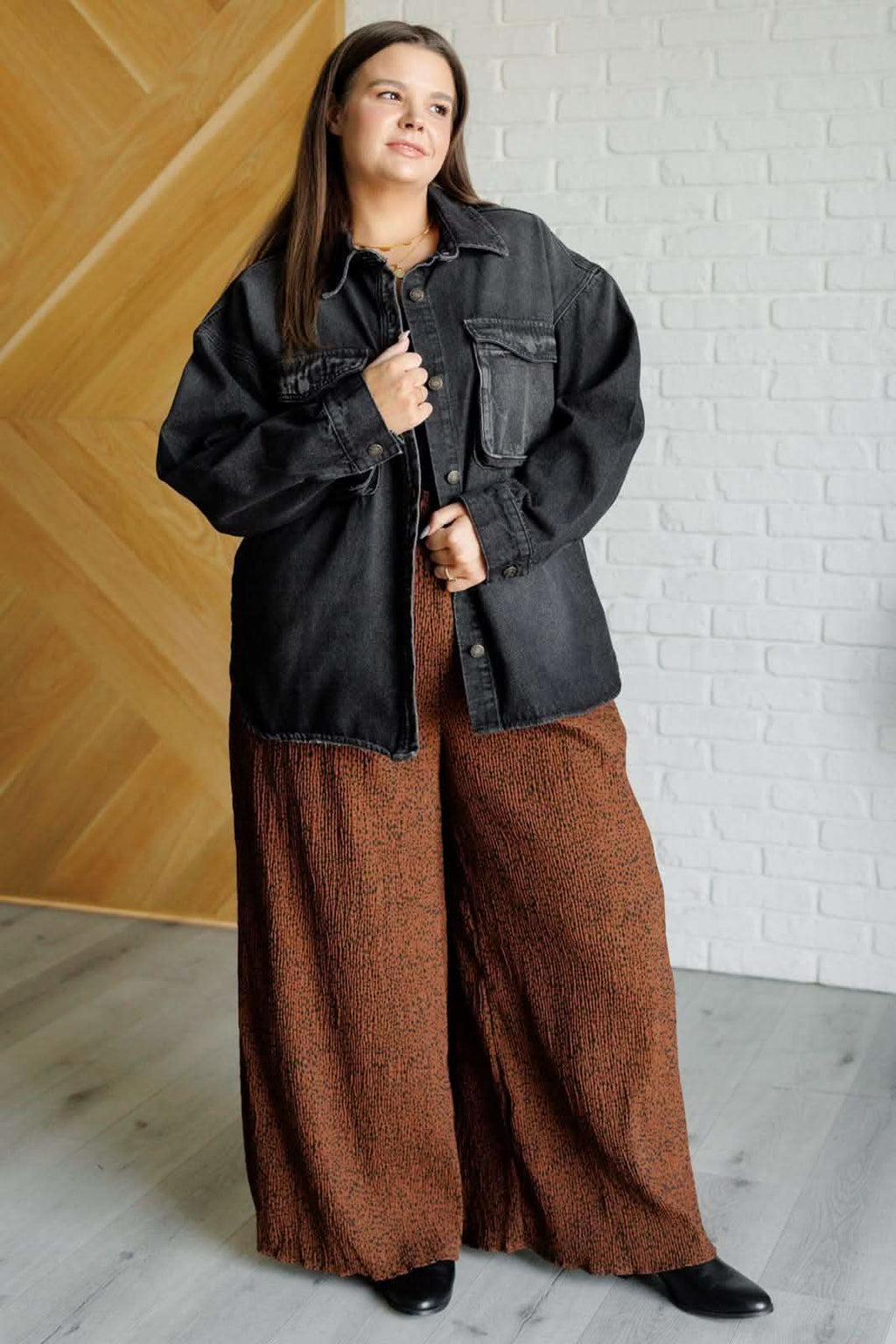 By The Fireside Shacket in - Denim photo