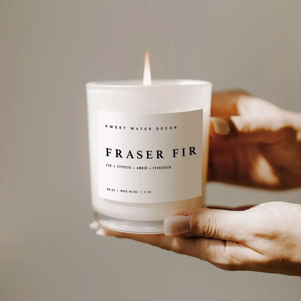 Fraser Fir Soy Candle - White Jar - 11 oz in - Candles photo
