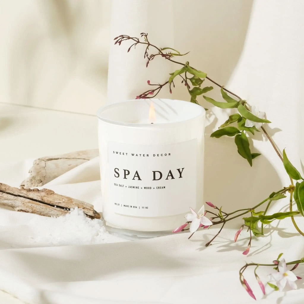 Spa Day Soy Candle - White Jar - 11 oz - SwagglyLife Home & Fashion