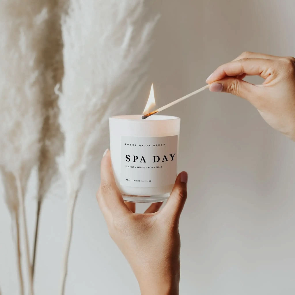 Spa Day Soy Candle - White Jar - 11 oz - SwagglyLife Home & Fashion