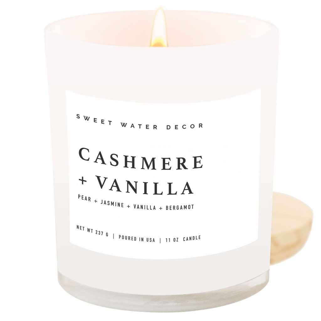 Cashmere and Vanilla Soy Candle - White Jar - 11 oz in - Candles photo