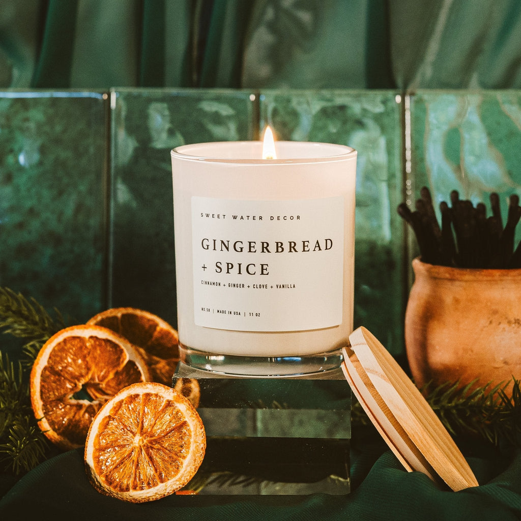 Gingerbread and Spice Soy Candle - White Jar - 11 oz - SwagglyLife Home & Fashion