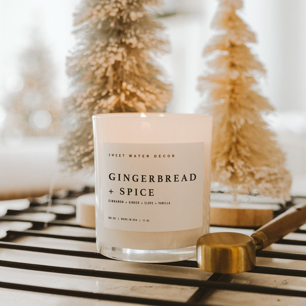 Gingerbread and Spice Soy Candle - White Jar - 11 oz - SwagglyLife Home & Fashion
