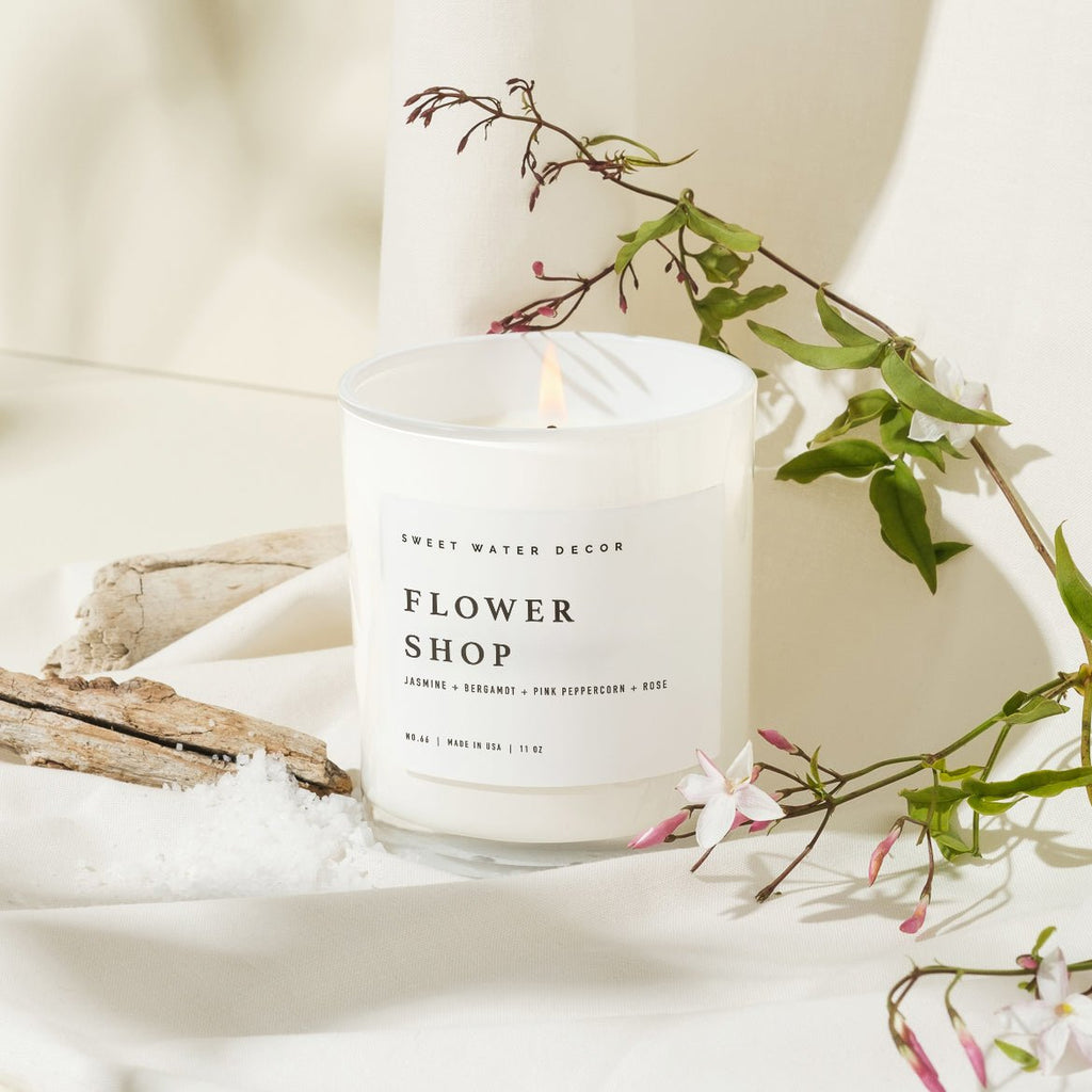 Flower Shop Soy Candle - White Jar - 11 oz in - Candles photo