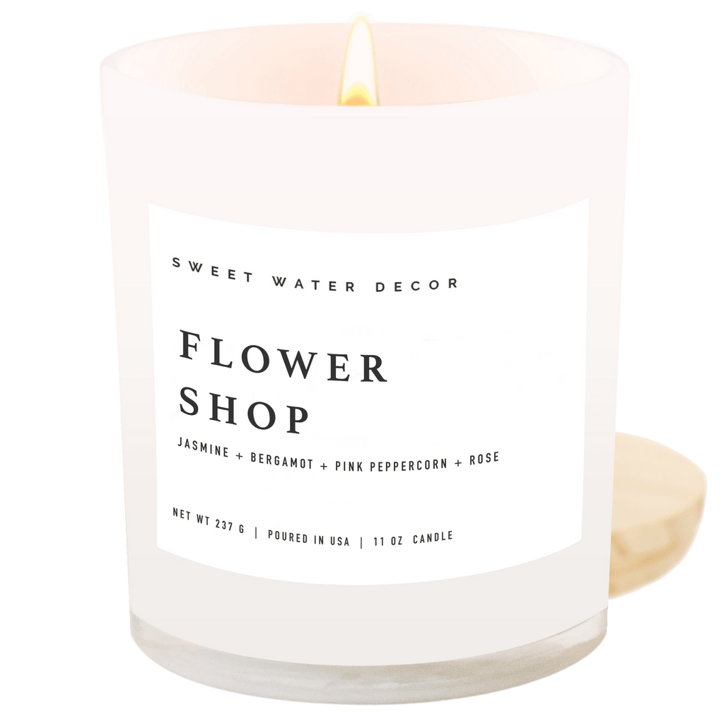 Flower Shop Soy Candle - White Jar - 11 oz in - Candles photo