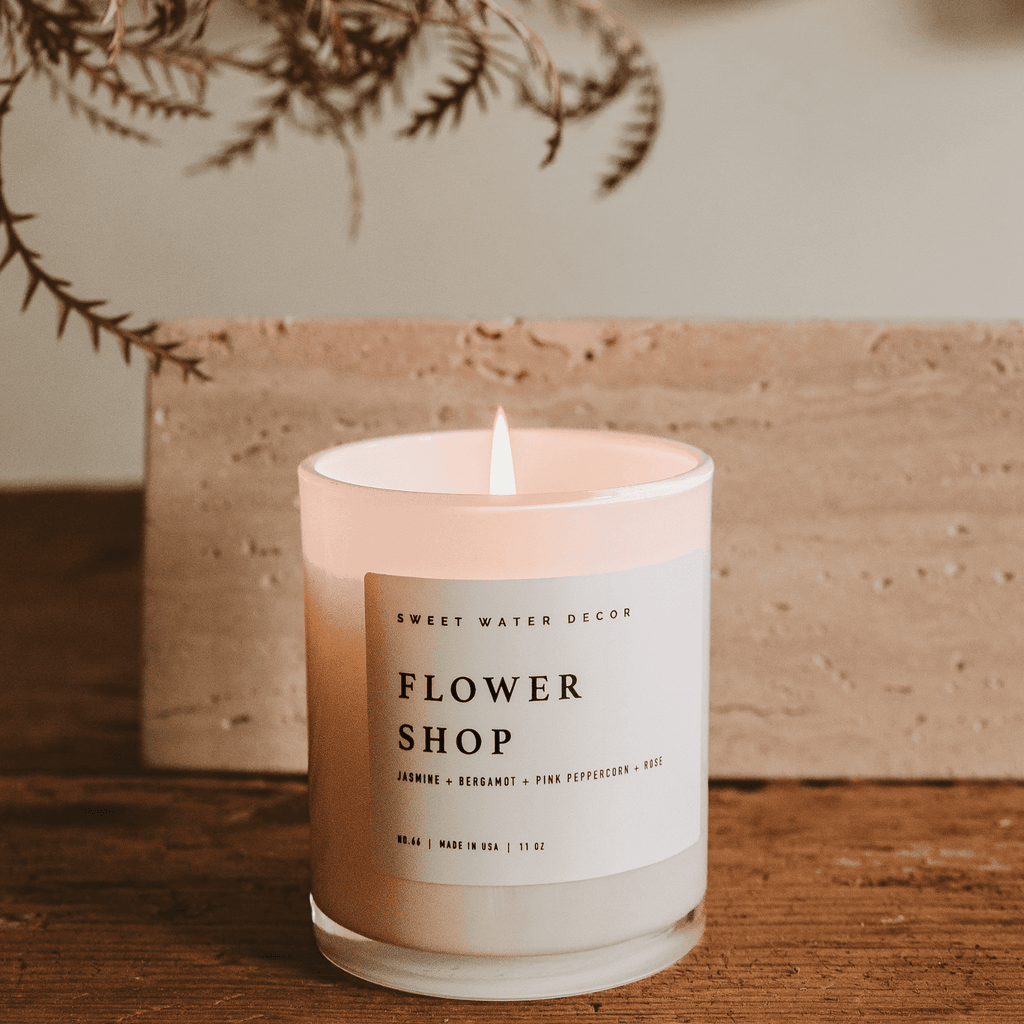 Flower Shop Soy Candle - White Jar - 11 oz - SwagglyLife Home & Fashion