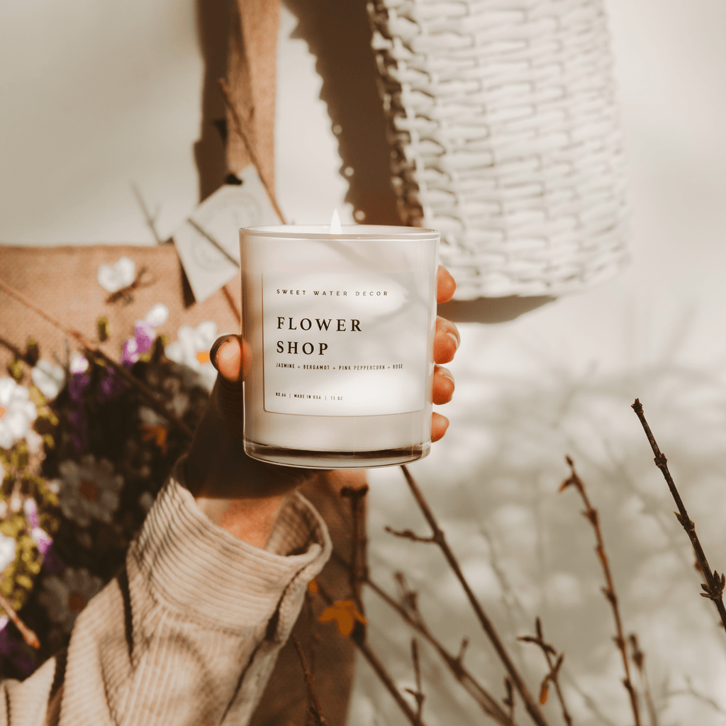 Flower Shop Soy Candle - White Jar - 11 oz in - Candles photo