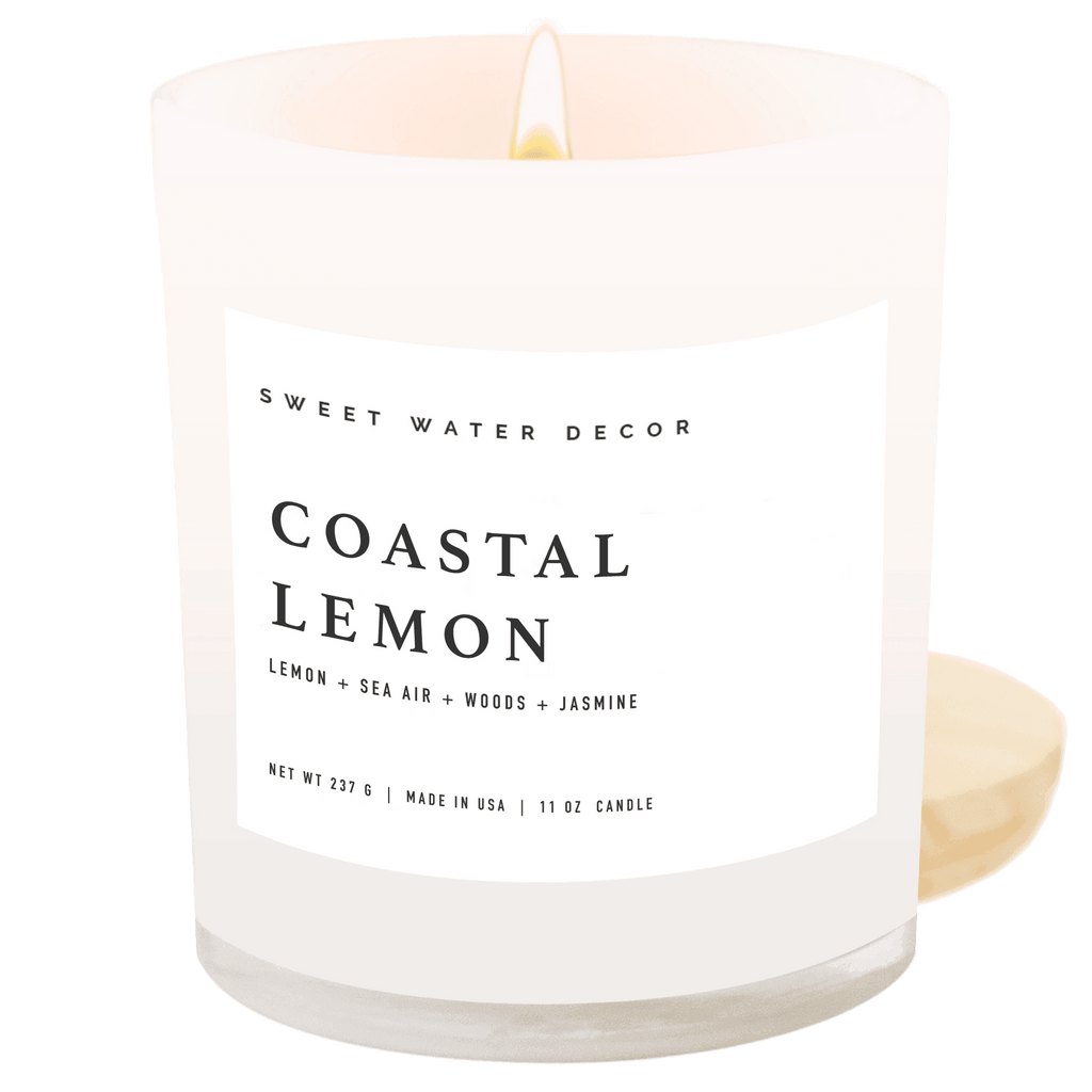 Coastal Lemon Soy Candle - White Jar - 11 oz - SwagglyLife Home & Fashion