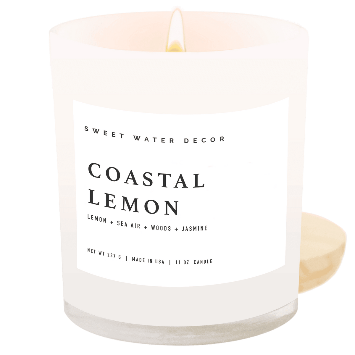 Coastal Lemon Soy Candle - White Jar - 11 oz - SwagglyLife Home & Fashion
