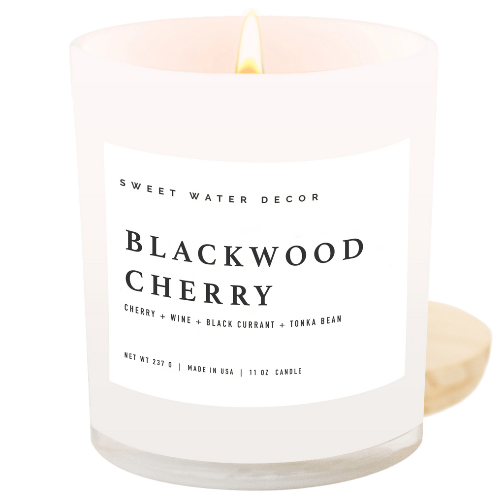 Blackwood Cherry Soy Candle - White Jar - 11 oz in - Candles photo