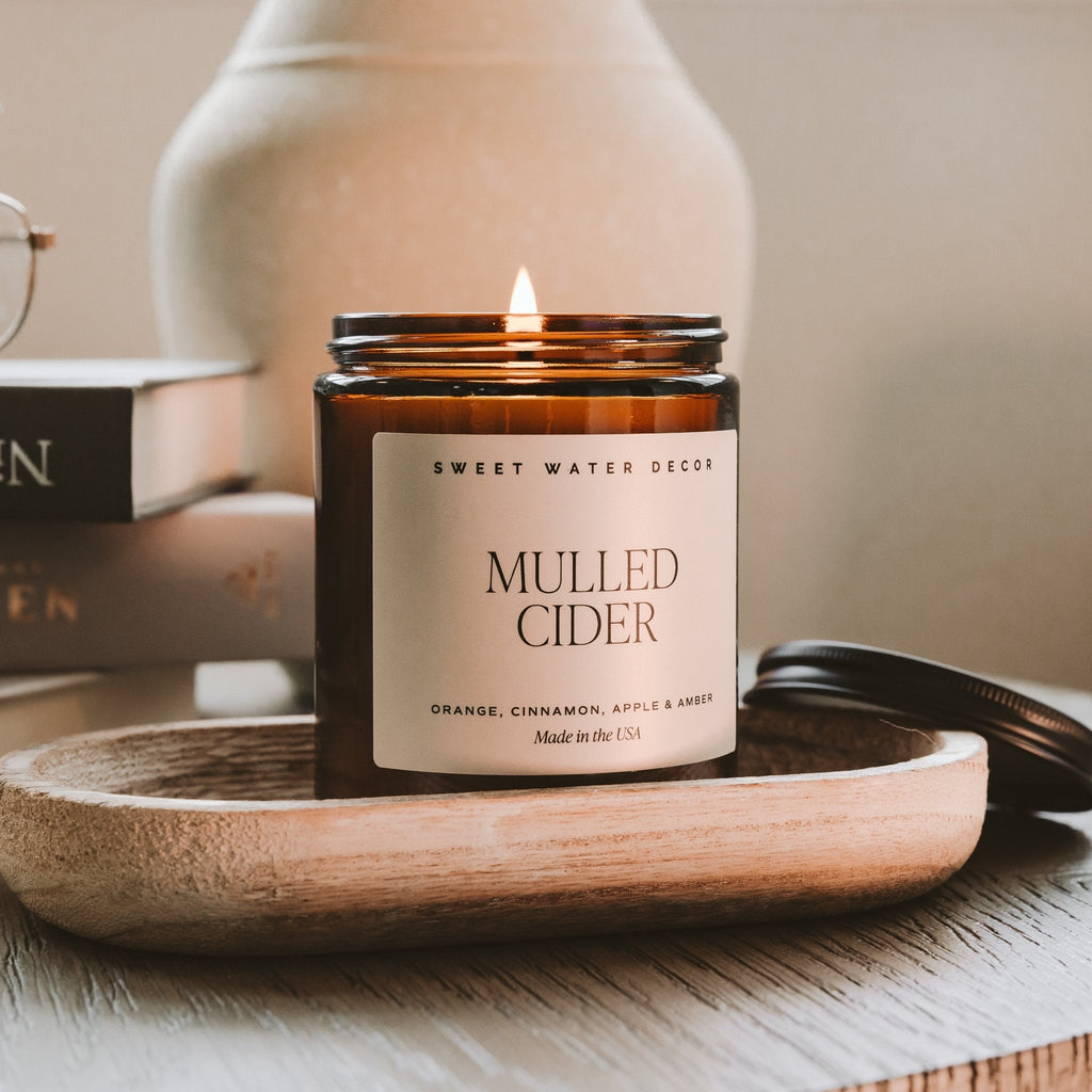 Mulled Cider Soy Candle - Amber Jar - 9 oz in - Candles photo