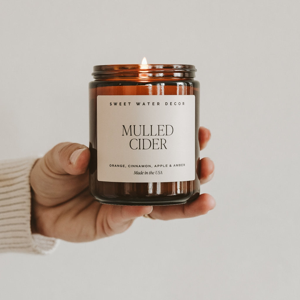 Mulled Cider Soy Candle - Amber Jar - 9 oz in - Candles photo