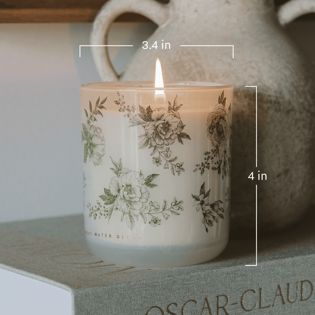 Green Delft Soy Candle - White Translucent Tinted Glass Jar - 12 oz in - Candles photo