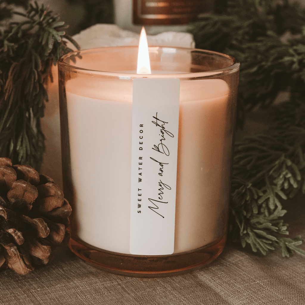 Merry and Bright Soy Candle - Tinted Glass Jar - 12 oz in - Candles photo
