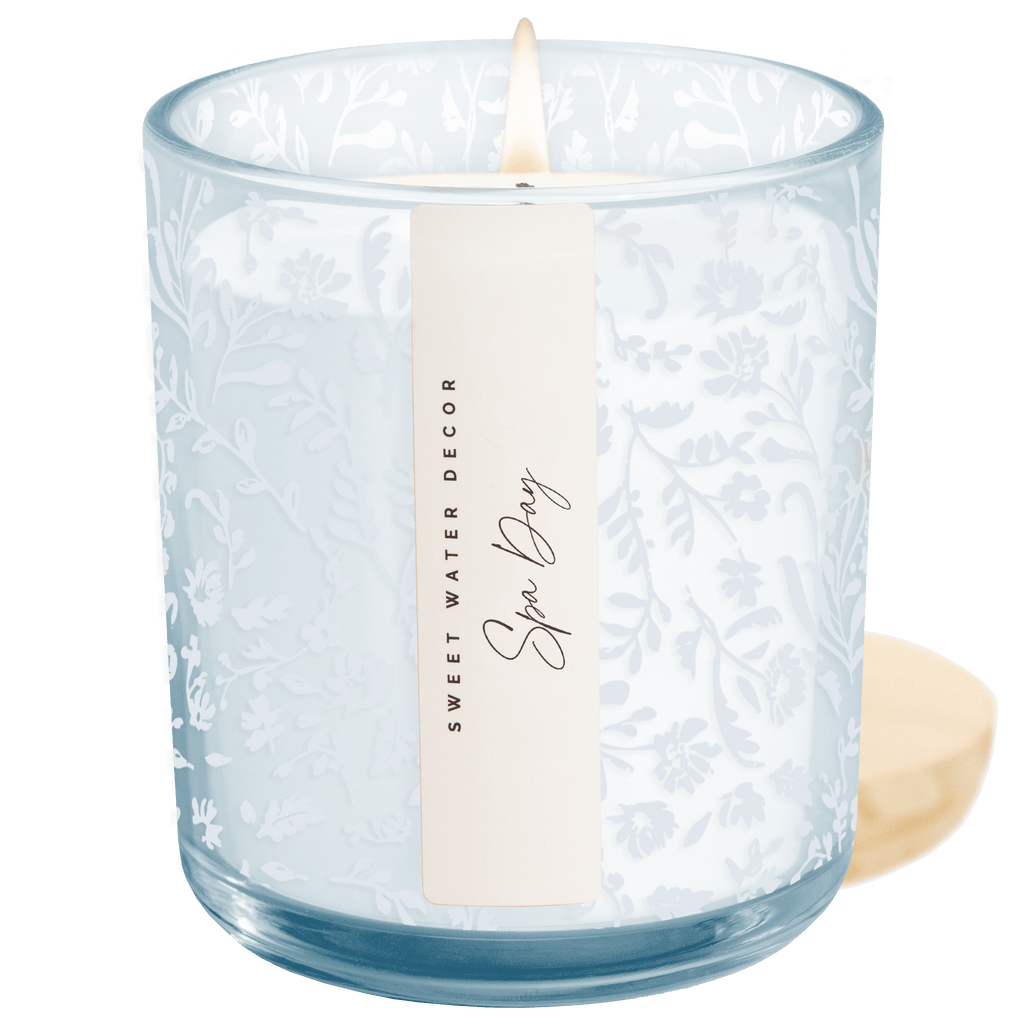 Spa Day Soy Candle - Blue Tinted Glass Jar - 12 oz in - Candles photo