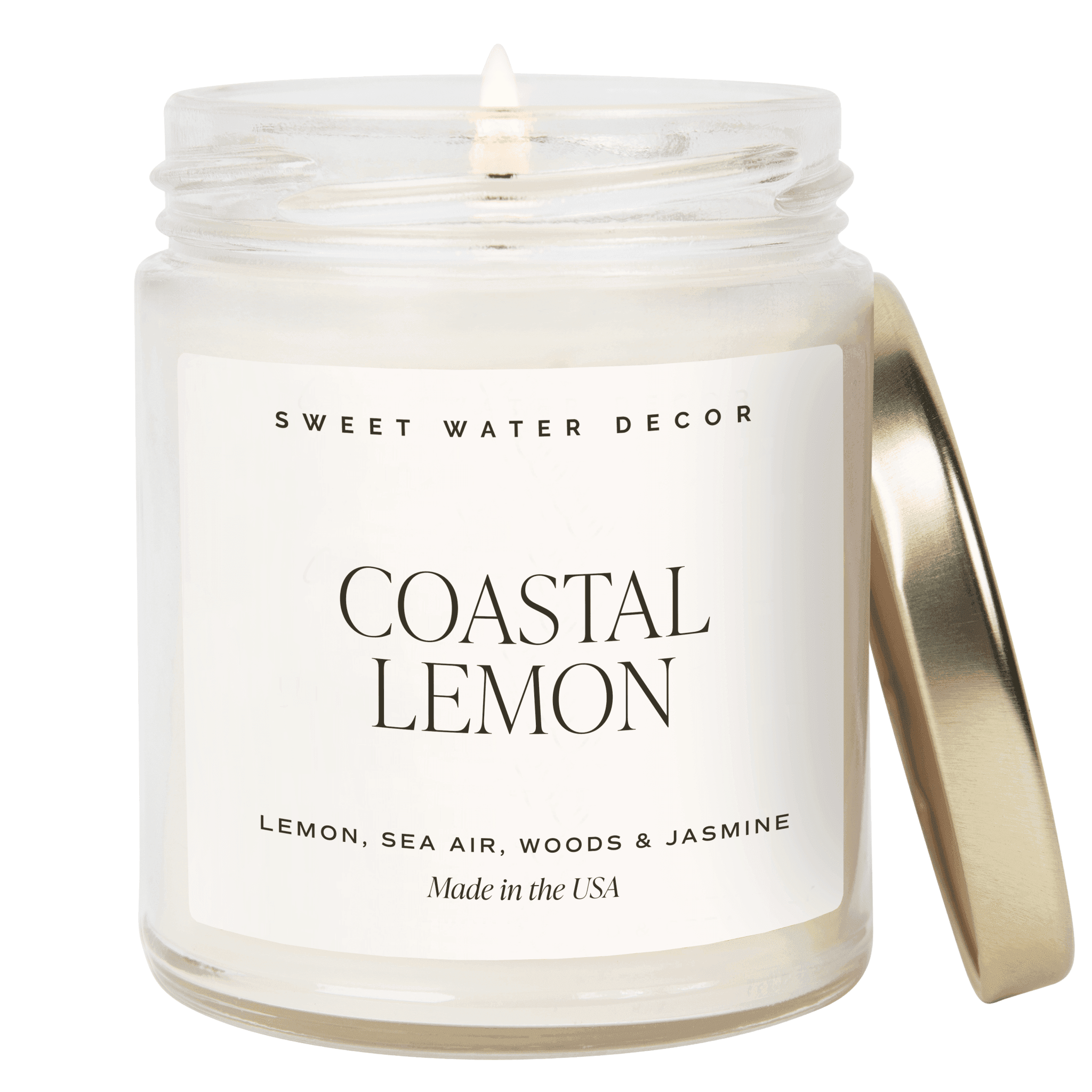 Coastal Lemon Soy Candle - Clear Jar - 9 oz - SwagglyLife Home & Fashion Coastal Lemon Soy Candle - Clear Jar - 9 oz - SwagglyLife Home & Fashion