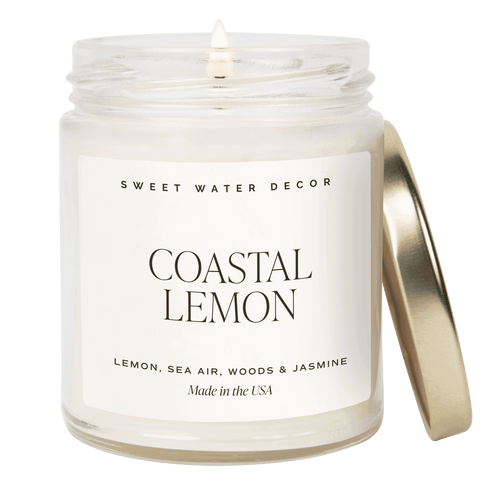 Coastal Lemon Soy Candle - Clear Jar - 9 oz - SwagglyLife Home & Fashion Coastal Lemon Soy Candle - Clear Jar - 9 oz - SwagglyLife Home & Fashion