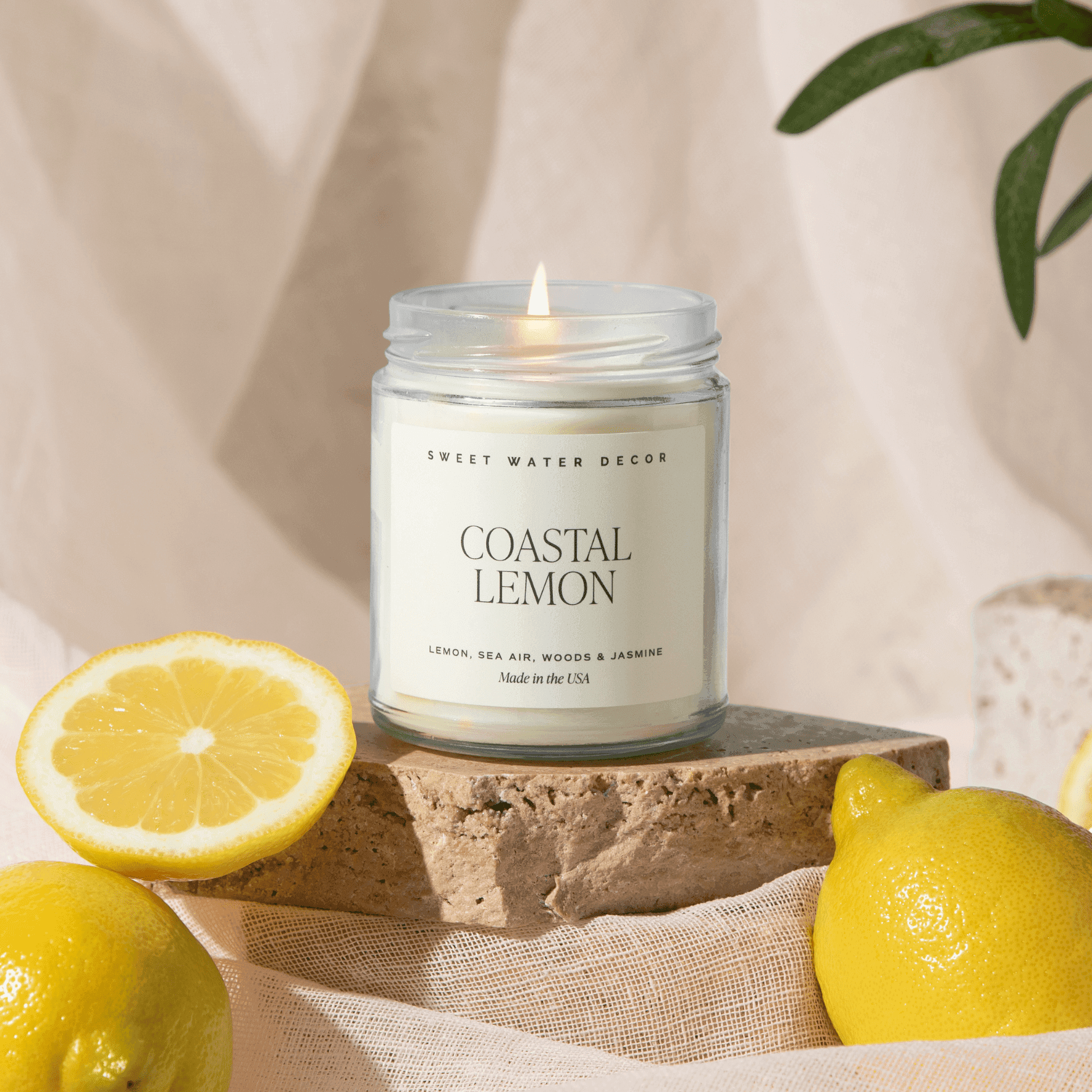 Coastal Lemon Soy Candle - Clear Jar - 9 oz - SwagglyLife Home & Fashion Coastal Lemon Soy Candle - Clear Jar - 9 oz - SwagglyLife Home & Fashion