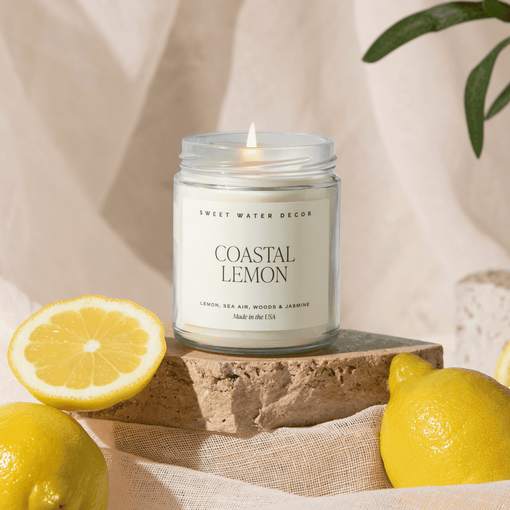 Coastal Lemon Soy Candle - Clear Jar - 9 oz - SwagglyLife Home & Fashion