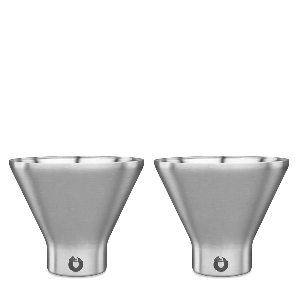 Snowfox Stainless Steel Martini Glass, Set of 2 - Steel in Steel - Barware photo